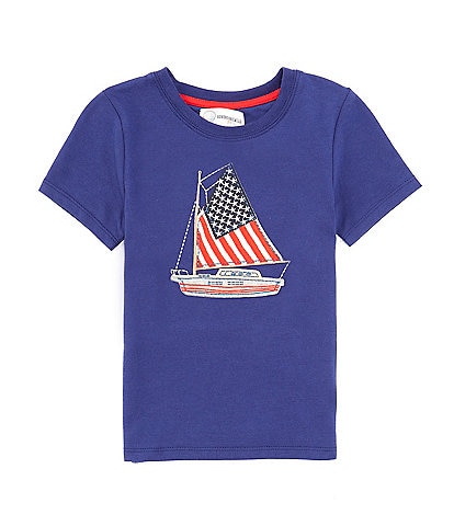 Adventurewear 360 Little Boys 2T-6 Short Sleeve American Flag Sailboat Applique T-Shirt