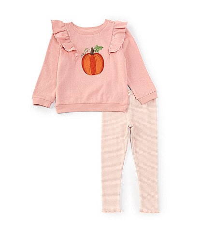 Adventurewear 360 Little Girls 2T-6X Pumpkin Applique Long Sleeve T-Shirt & Leggings Set