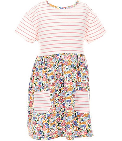 Adventurewear 360 Little Girls 2T-6X Striped Floral Puppy Print Dress