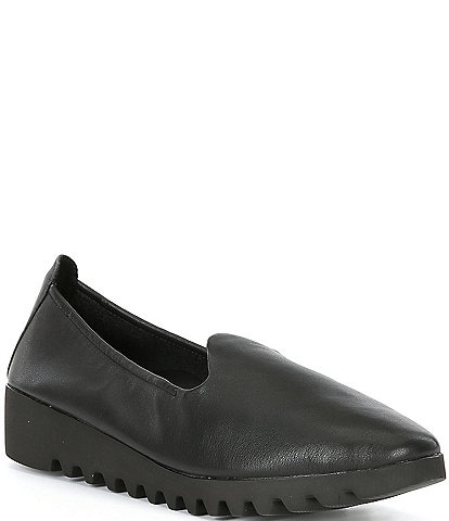 Aetrex Liz Leather Wedge Slip Ons