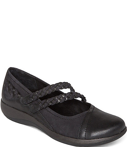 Aetrex Annie Braided Leather Mary Janes