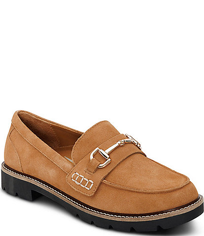 Aetrex Collette Suede Bit Buckle Loafers