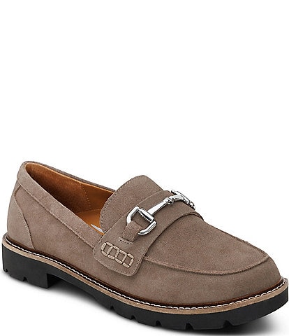 Aetrex Collette Suede Bit Buckle Loafers
