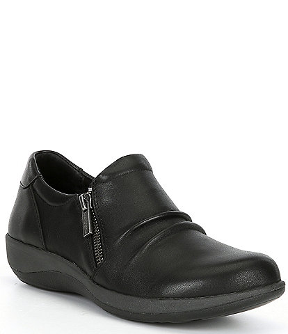 Aetrex Katie Lateral Side Zip Leather Loafers
