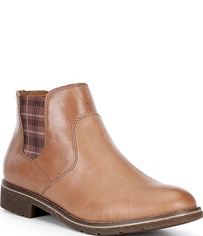 Aetrex Kaylee Leather and Plaid Chelsea Booties