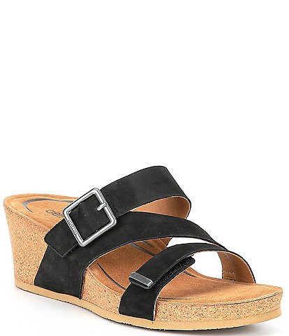 Aetrex Kimmy Leather Wedge Slide Sandals
