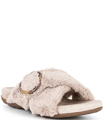 Aetrex Macy Plush Open Toe Slippers