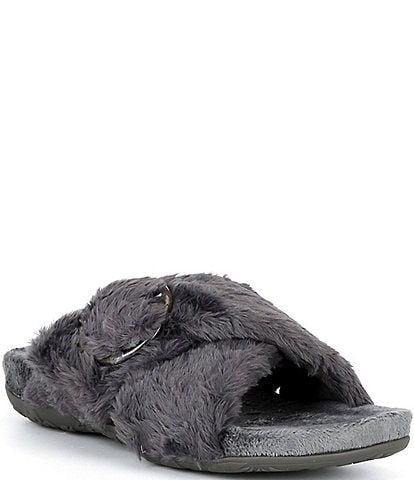 Aetrex Macy Plush Open Toe Slippers