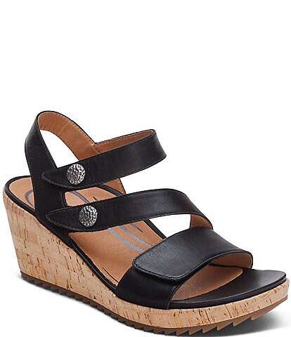 Aetrex Madelyn Hook-and-Loop Stappy Wedge Sandals