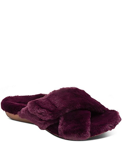 Aetrex Penelope Adjustable Faux Fur Slippers