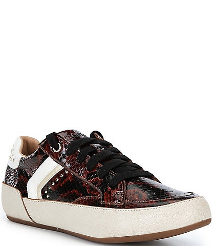 Aetrex Tess Retro Snake Embossed Studded Leather Sneakers