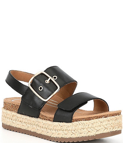 Aetrex Vania Leather Flatform Ankle Strap Sandals
