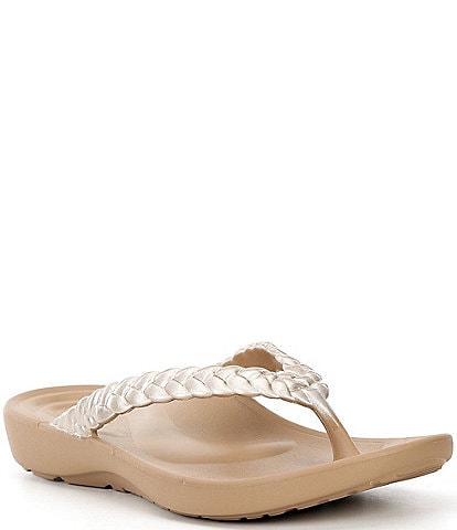 Aetrex Vicki Braided Metallic EVA Flip-Flops