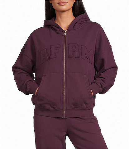 AFRM Cameron Coordinating Lace Print Logo Zip Up Hoodie