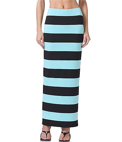 AFRM Franny Stripe Printed Matte Scuba Coordinating Maxi Skirt