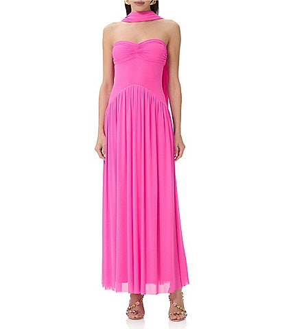 AFRM Rori Solid Sleeveless Scarf Strapless Maxi Dress