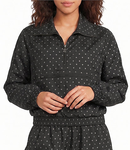 AFRM Virgo Dot Print Half Zip Mock Neck Long Sleeve Coordinating Pullover