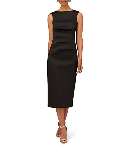 Aidan Mattox Stretch Mikado Boat Neck Sleeveless Sheath Gown