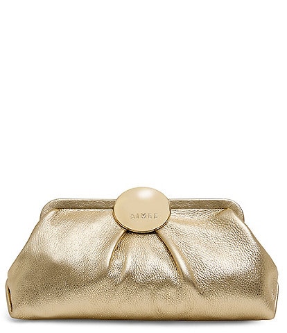 AIMEE Full Circle Frame Crinkle Leather Clutch Bag
