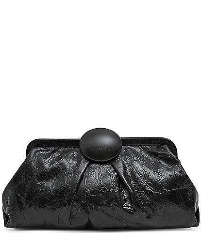 AIMEE Full Circle Frame Crinkle Leather Clutch Bag