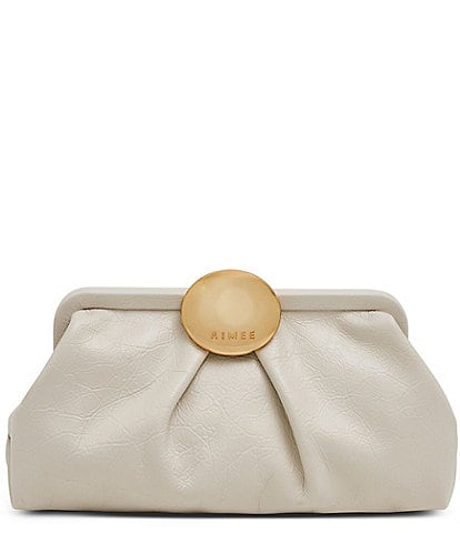 AIMEE Full Circle Frame Crinkle Leather Clutch Bag