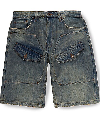 Akoo Marvin Multi Pocket Riveted Denim Shorts