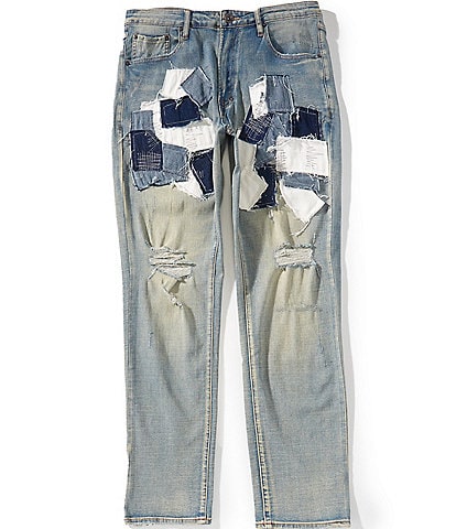 AKOO Nobel Slim-Fit Patchwork Jeans