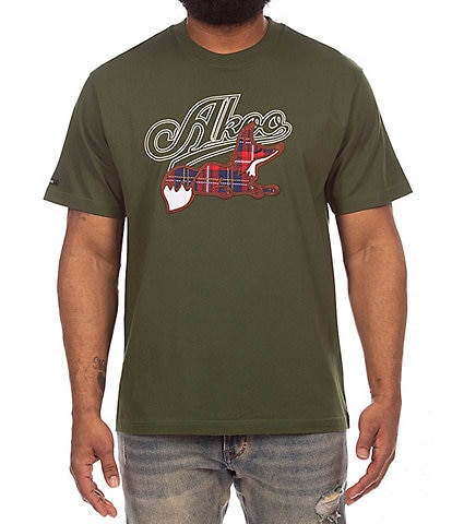 AKOO Refined Plaid Snobby Signature Logo Applique T-Shirt