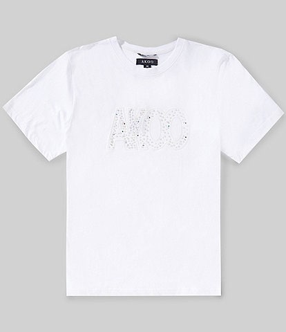 AKOO Pearl Gem Embellished Short Sleeve Tee
