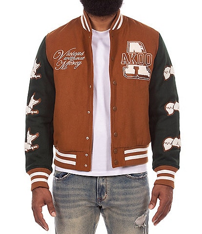 AKOO Vicious Patched Wool Blend Varsity Jacket