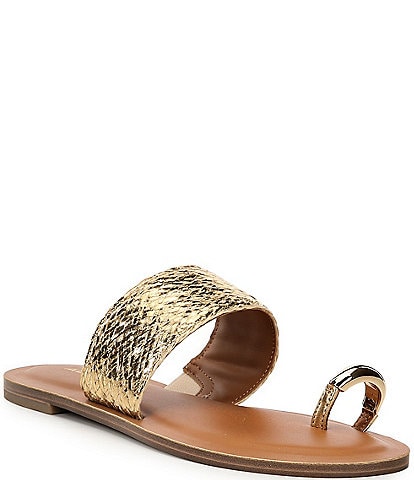 ALDO Beachwalk Woven Metallic Toe Loop Flat Sandals