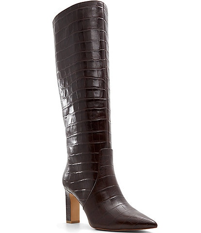 ALDO Cadigoder Crocodile Embossed Leather Tall Boots