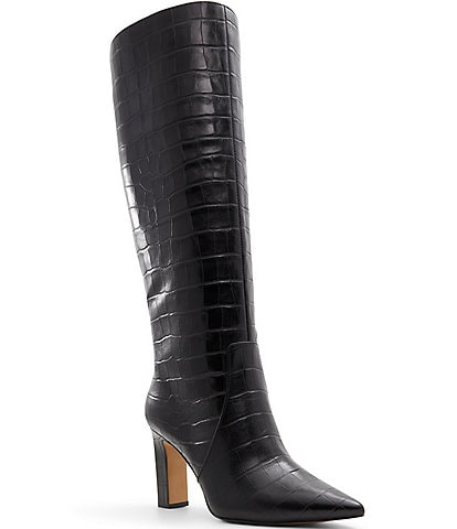 ALDO Cadigoder Crocodile Embossed Leather Tall Boots