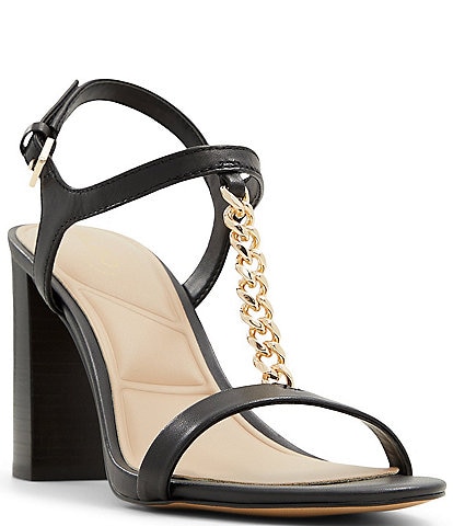 ALDO Clelia Leather Chain T-Strap Dress Sandals