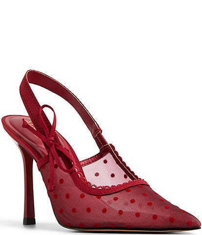 ALDO Hennie Polka Dot Mesh Bow Slingback Pumps