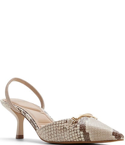 ALDO Lianya Snake Embossed Hardware Detail Slingback Pointed Toe Pumps