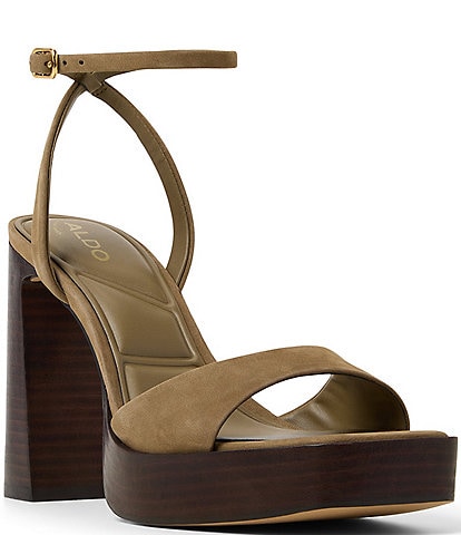 ALDO Lothon Suede Ankle Strap Platform Block Heel Dress Sandals