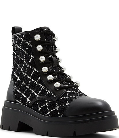 ALDO Marthia Windowpane Pearl Laced Combat Booties