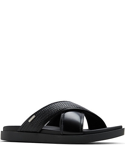 ALDO Men's Mario Leather Cross Band Slide Sandals