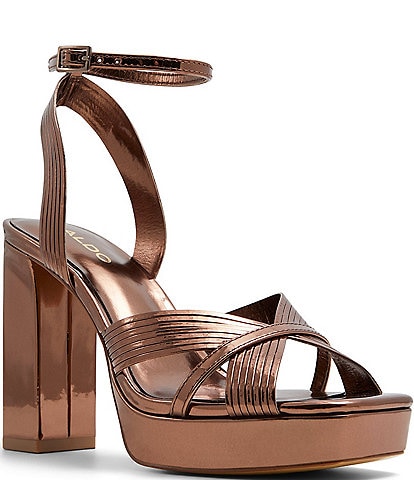 ALDO Nadie Metallic Ankle Strap Platform Dress Sandals
