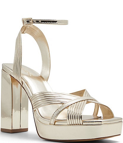 ALDO Nadie Mirror Metallic Ankle Strap Platform Dress Sandals