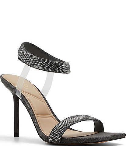 ALDO Rosy Denim Rhinestone Ankle Strap Dress Sandals