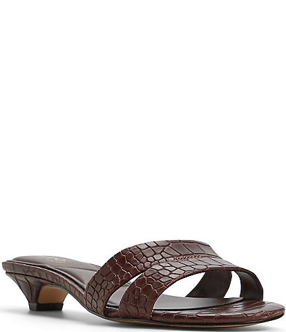 ALDO Scarletta Croco Embossed Leather Kitten Heel Dress Slide Sandals