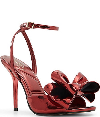 ALDO Tinsletta Mirror Metallic Bow Dress Sandals