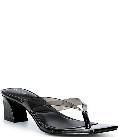 ALDO Women's Adryanna Clear Thong Block Heel Sandals
