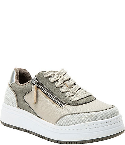 Alegria Averie Houndstooth Print Accent Zip Platform Sneakers