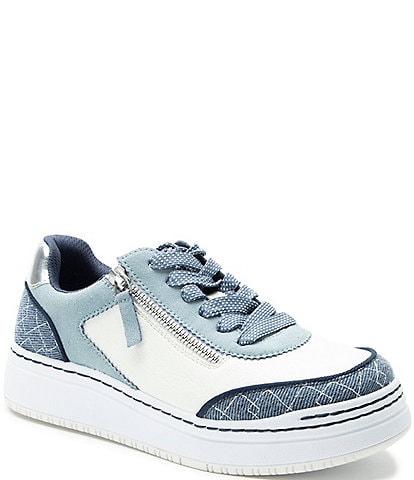 Alegria Averie Zip Denim and Suede Platform Sneakers