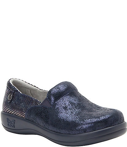 Alegria Keli Glimmer Leather Snake Print Accent Clogs