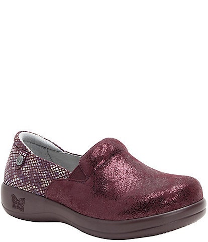 Alegria Keli Glimmer Leather Snake Print Accent Clogs