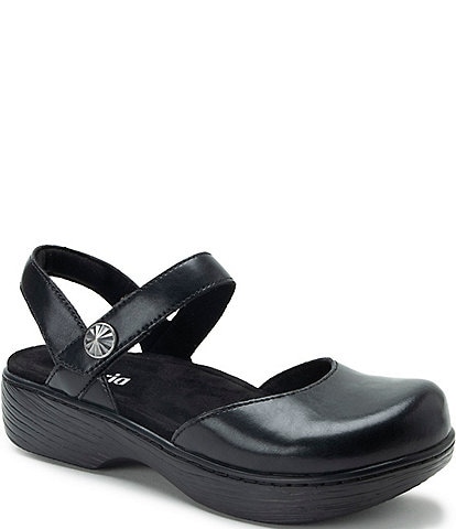 Alegria Opal Leather Ankle Strap Clogs